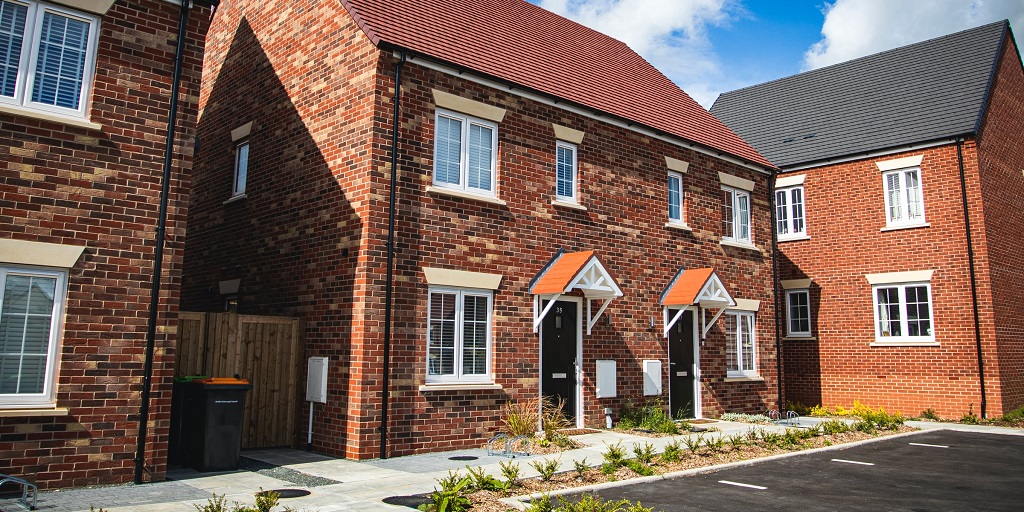 New build houses on a sunny day