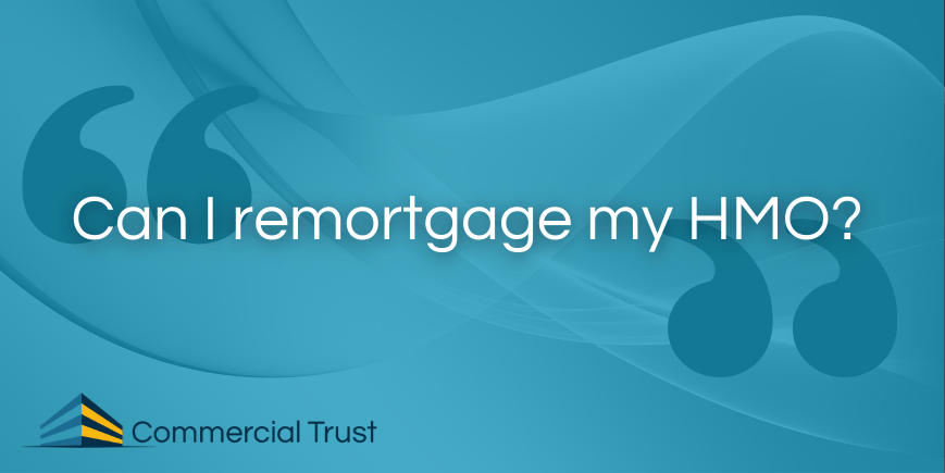 Blue banner with swirled background showing text: Can I remortgage my HMO?