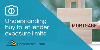 Blue banner with text "Understanding buy to let lender exposure limits" and photo behind of building blocks with one being pulled from the stack which says Mortgage